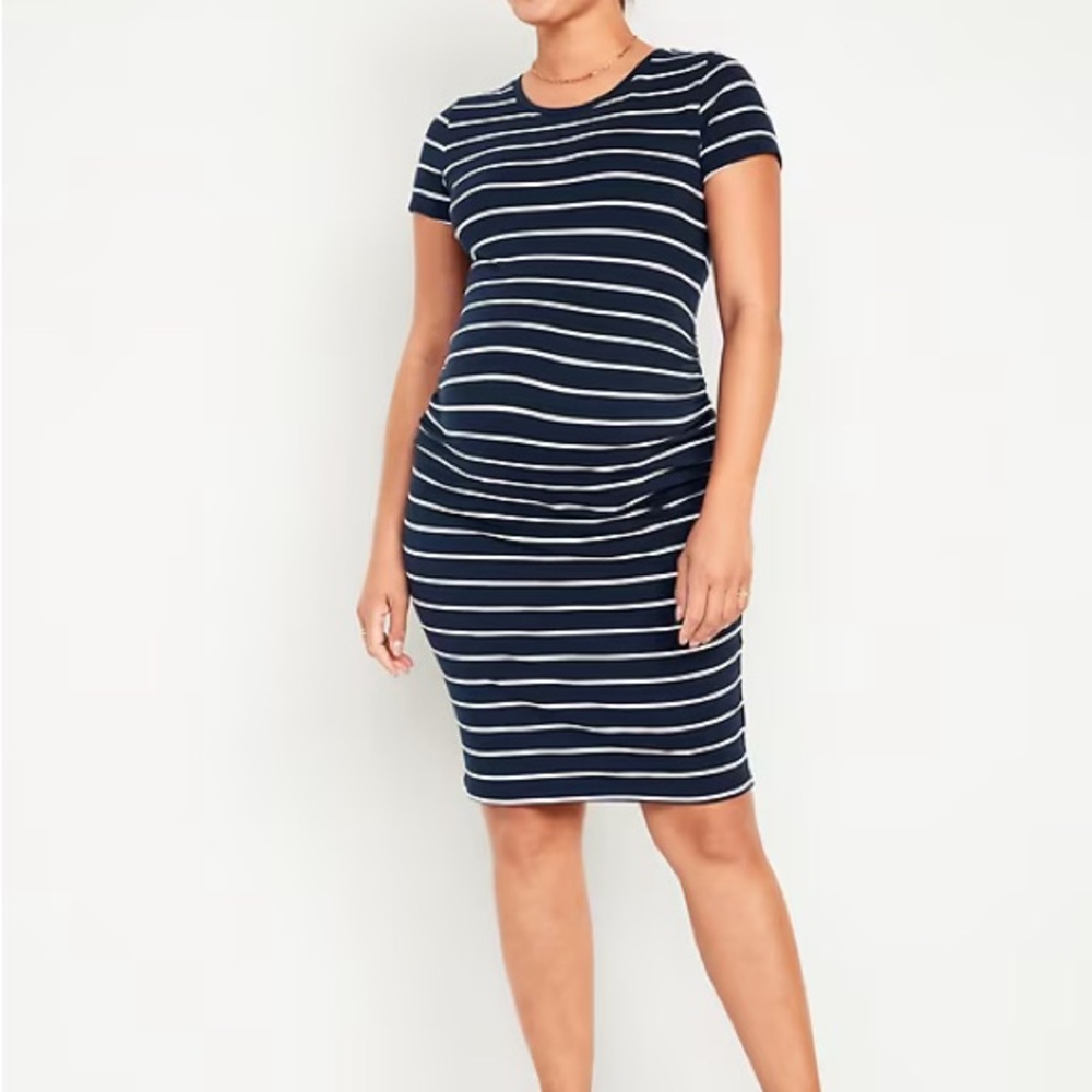 Old Navy Navy Blue and White Striped Dress